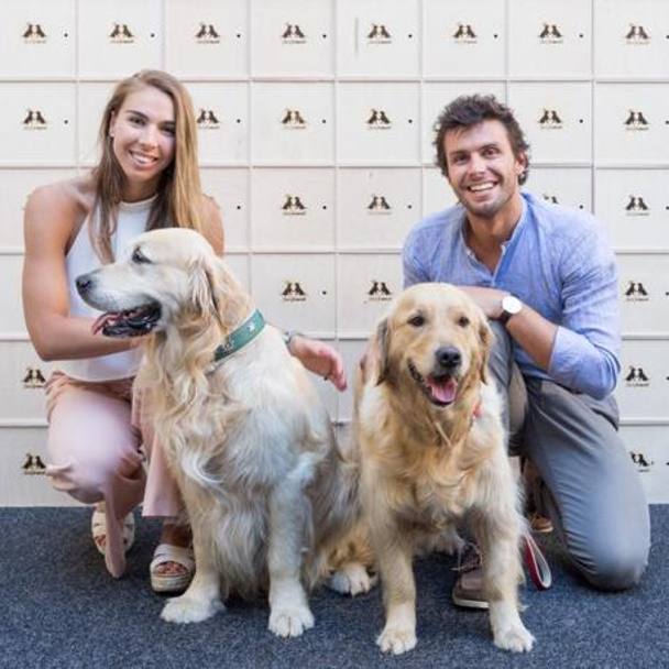 Francesca e Matteo Marsaglia con Burro e Janis all’evento “Grandi cani per grandi atleti”
